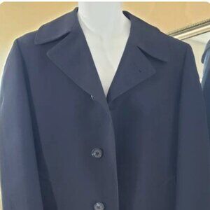 London‎ Fog Navy Trench Coat Red Snow Cloth Wool Liner Vintage 42 Short